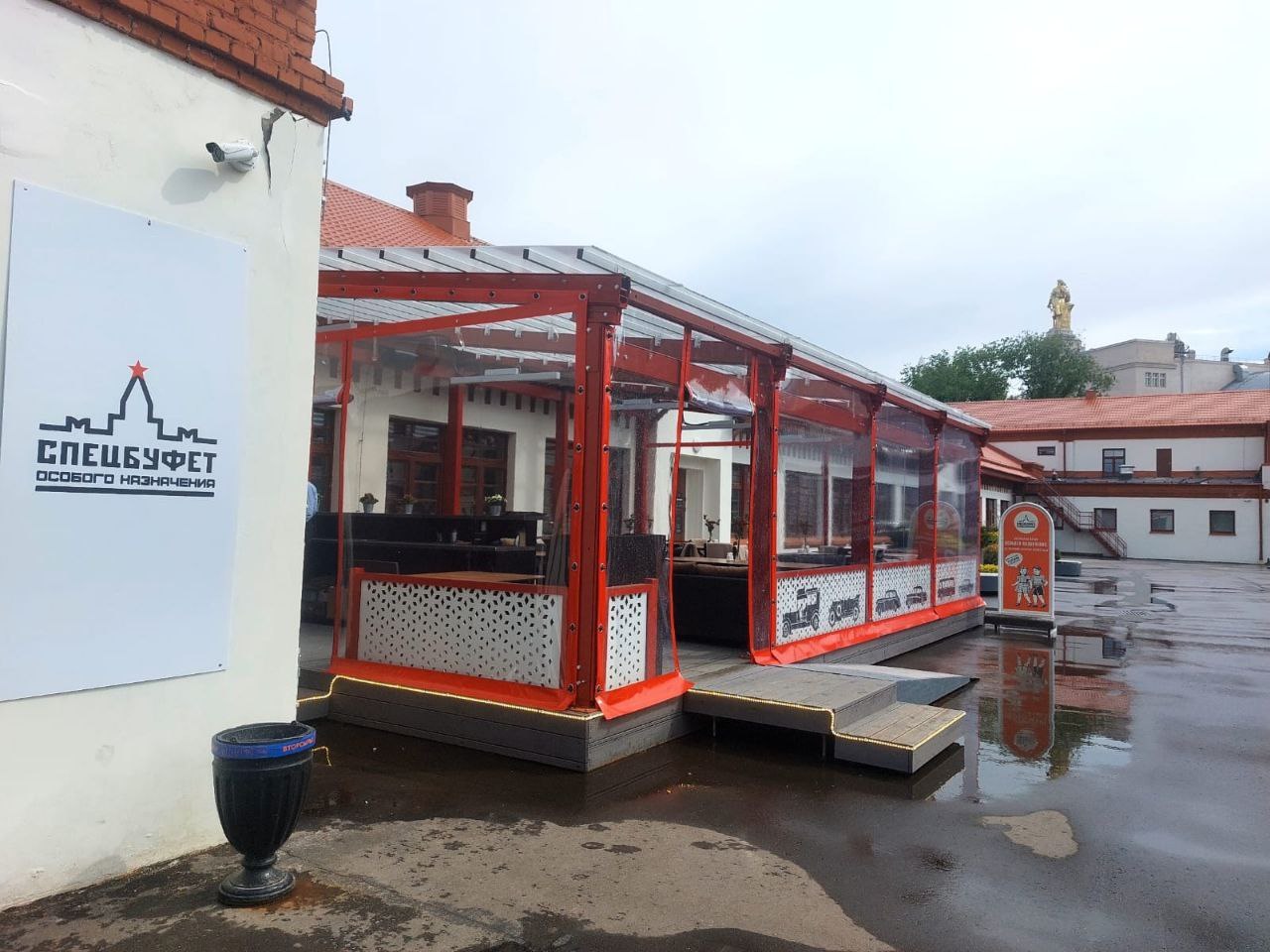 ПВХ шторы для летней террасы кафе в Каменке